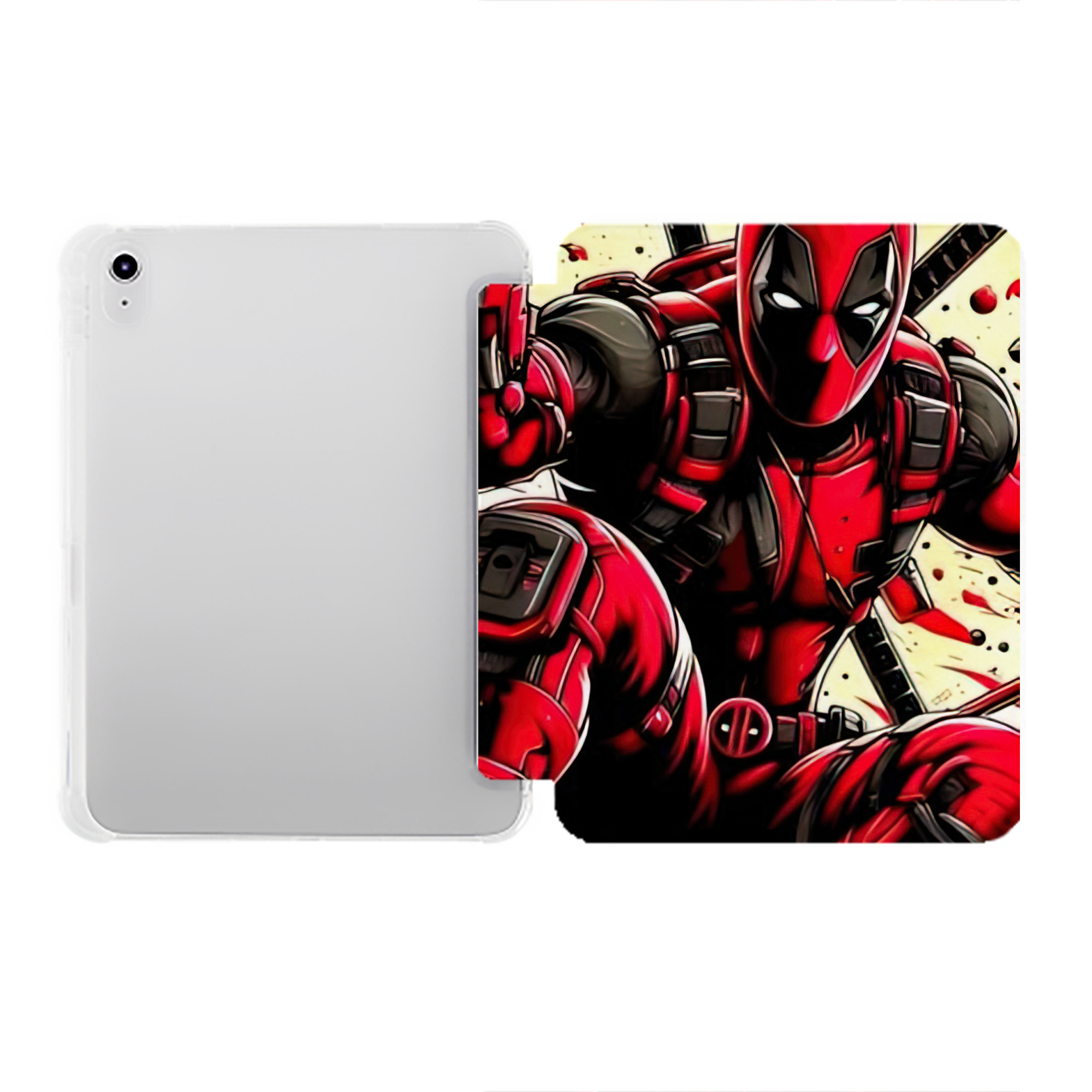 （画像用） Deadpool デッドプール IPad ケース ペン収納付き 三つ折りスタンド PUレザー×シリコン 対応機種9.5/10.5/10.9インチ